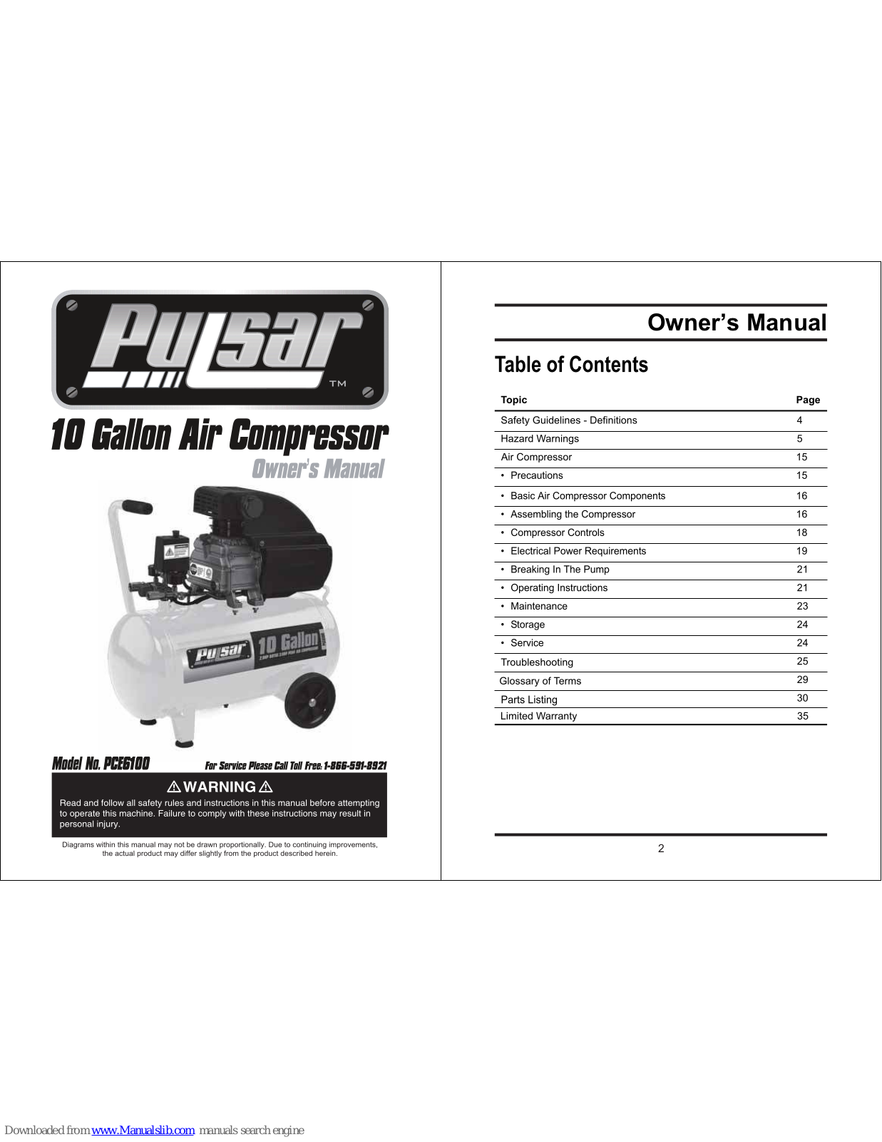 Pulsar PCE6100 Owner's Manual