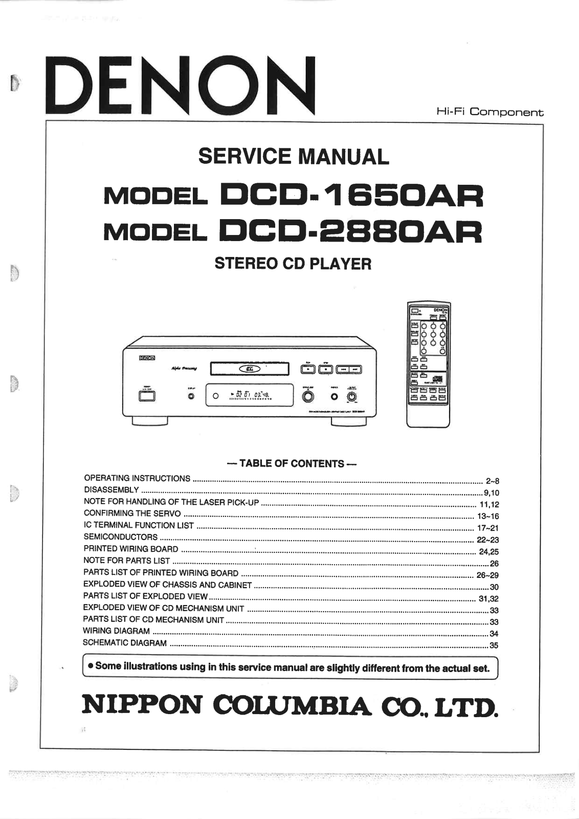 Denon DCD-1650AR, DCD-2880AR Service Manual