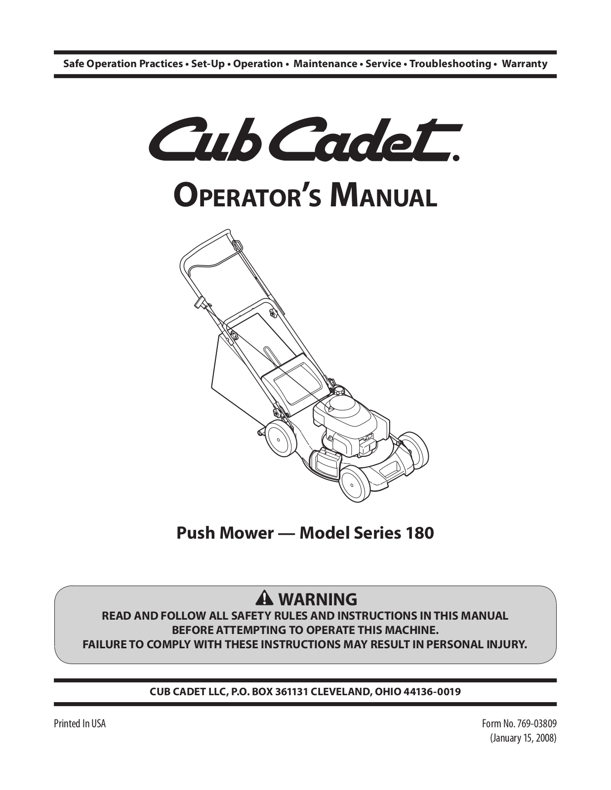 Bolens 180 User Manual