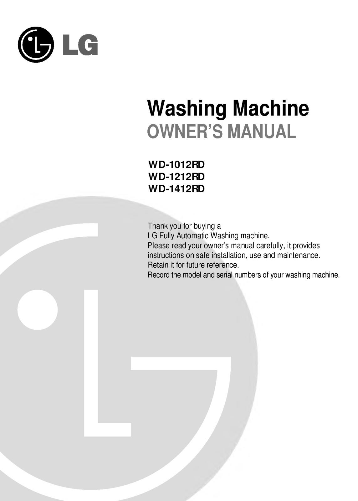LG WD-1412RD User Manual