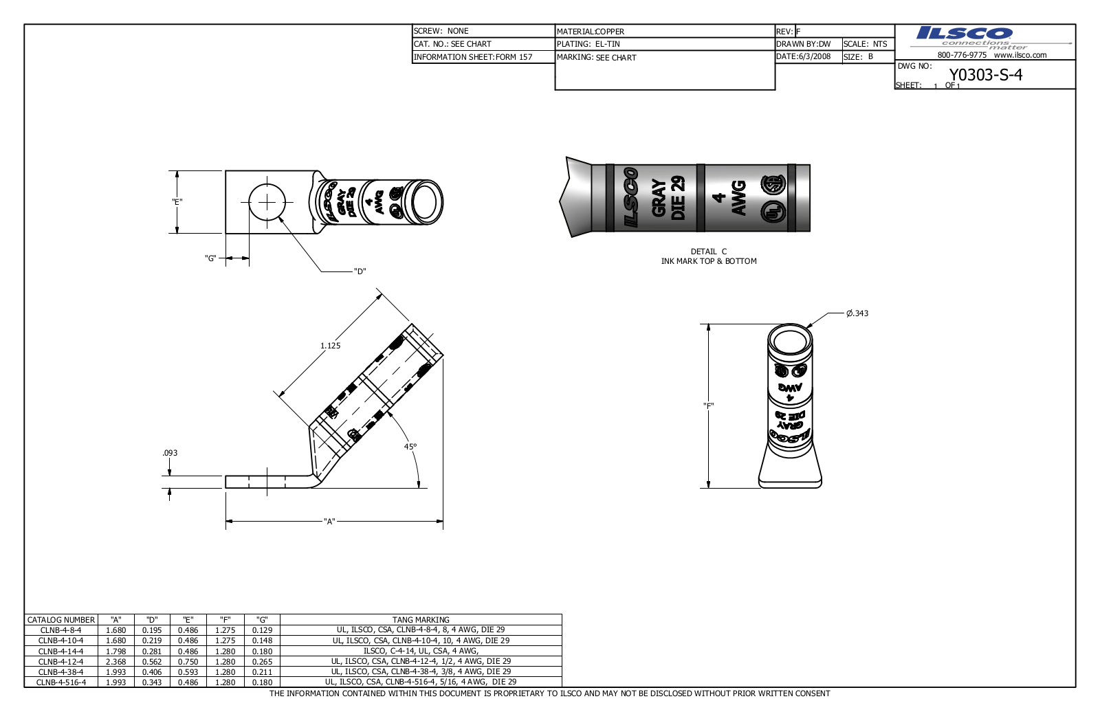 Ilsco CLNB-4-10-4 Data sheet