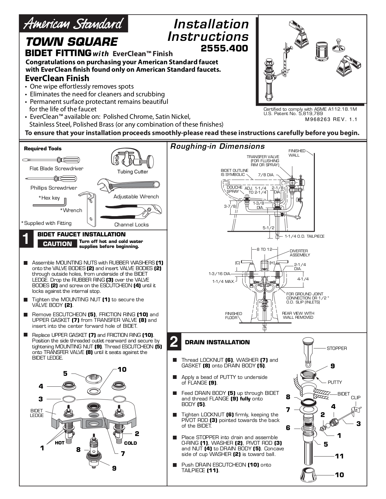 American Standard 2555.400 User Manual