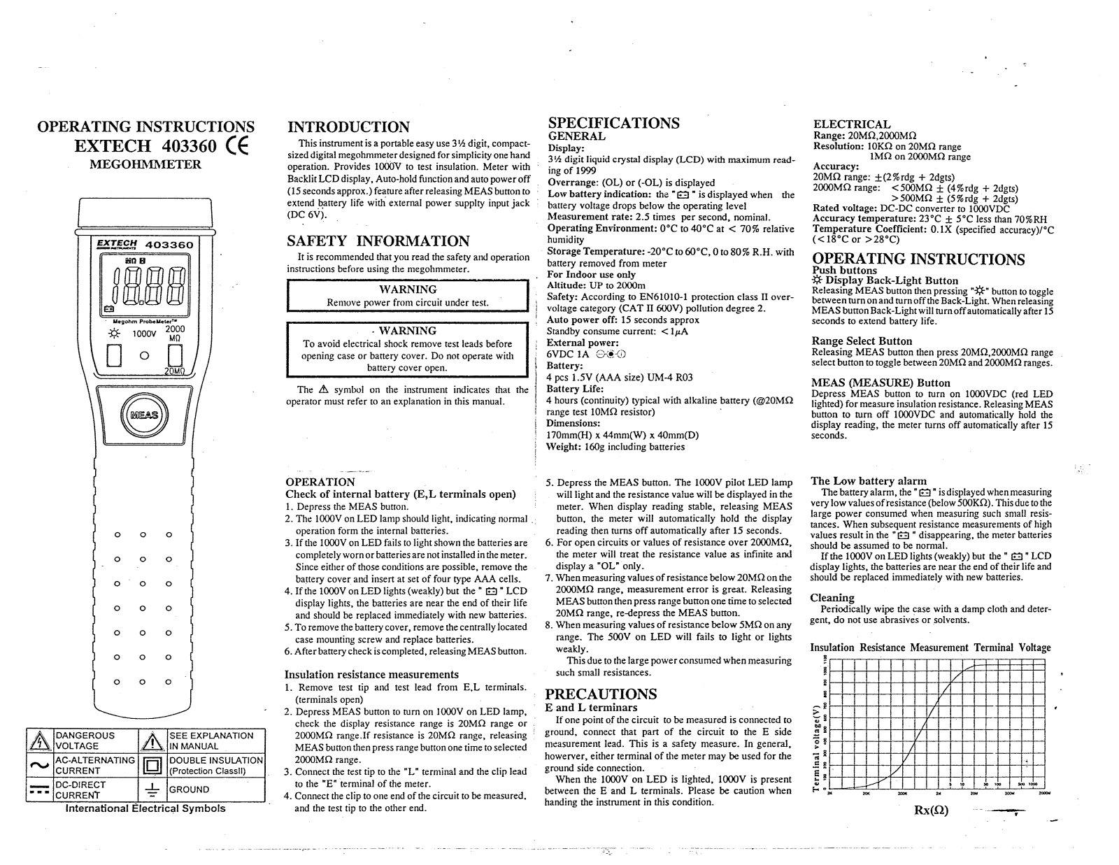 Extech 403360 Operating Manual