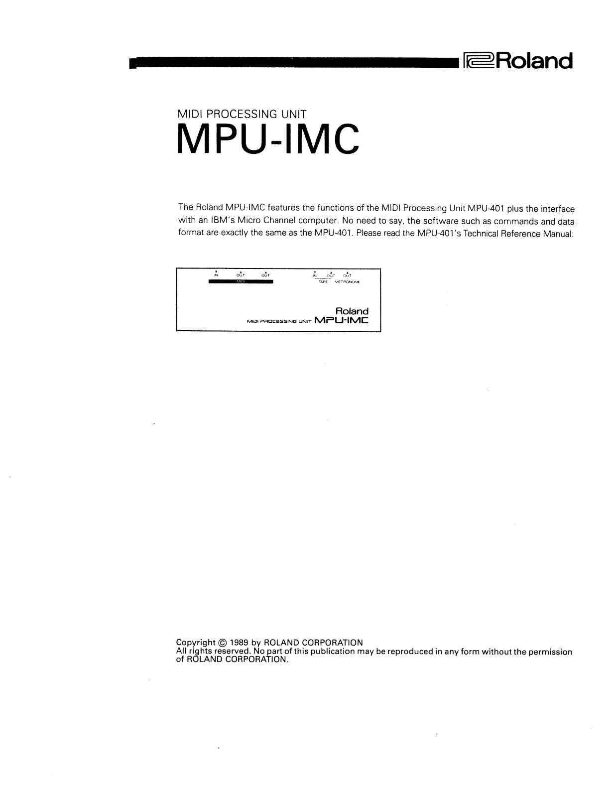 Roland MPU IMC Service Manual