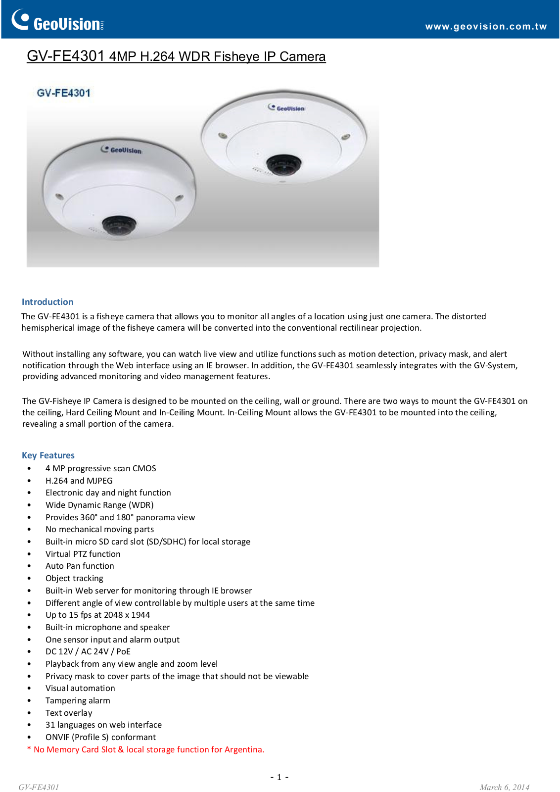 GeoVision FE4301 User Manual