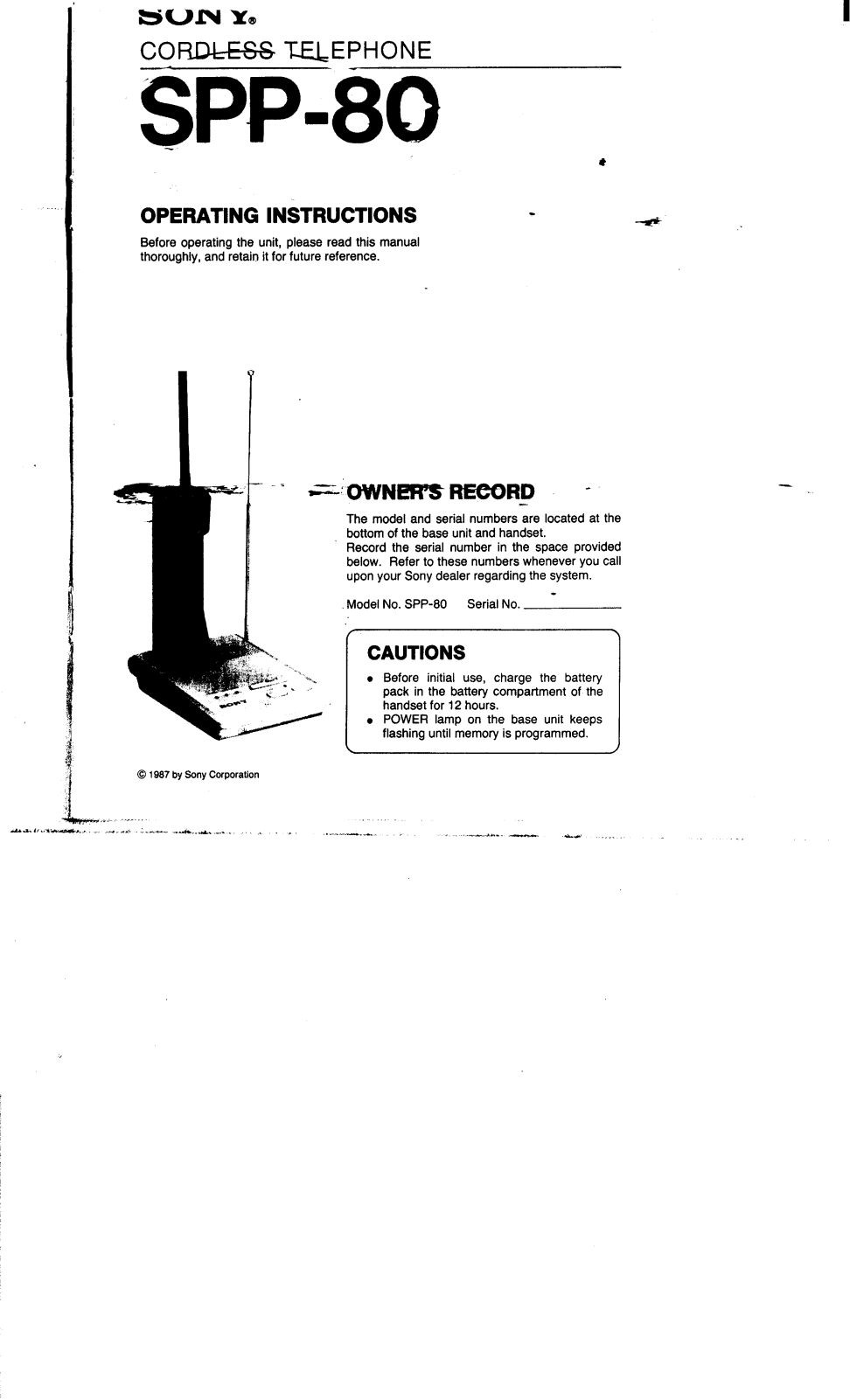 Sony SPP-80 User Manual