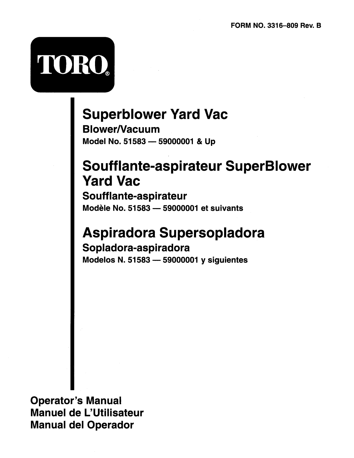 Toro 51583 Operator's Manual