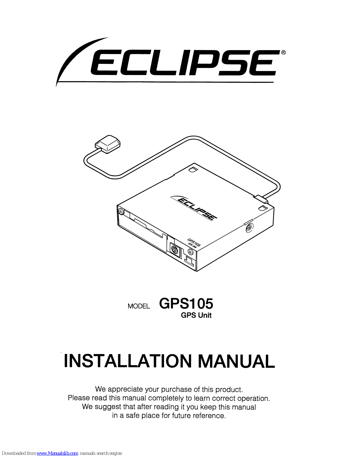 Eclipse GPS105 Installation Manual