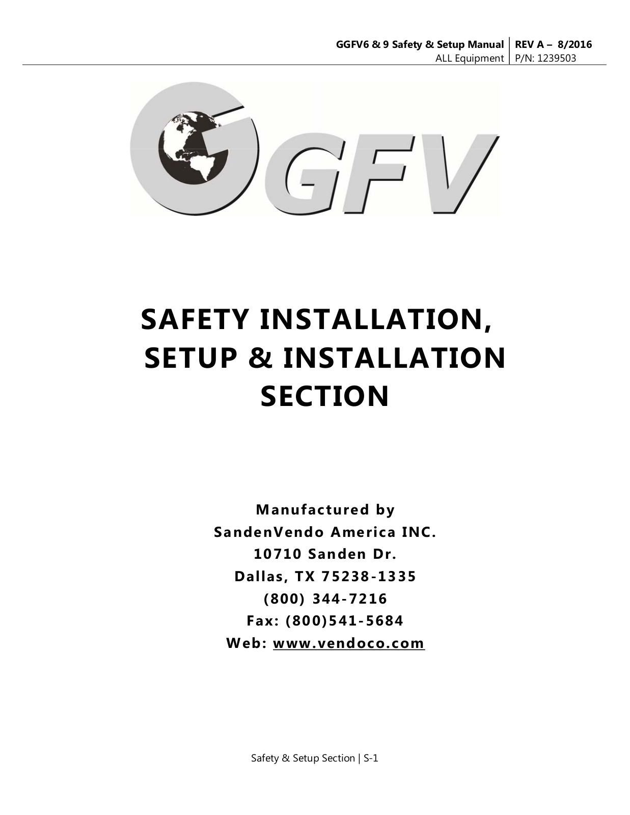 Vendo GFV Operators Manual