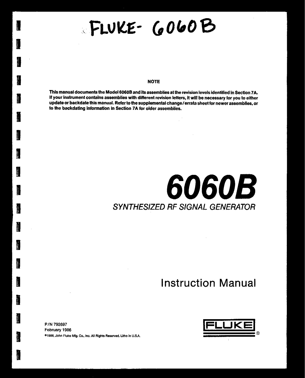 Fluke 6060B User Manual