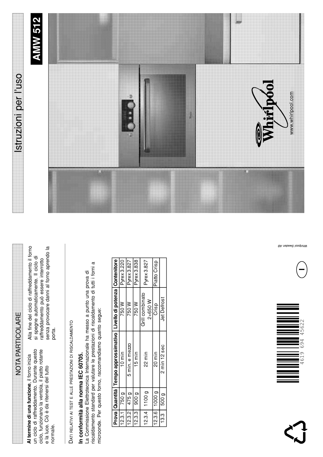 Whirlpool AMW 512 NB INSTRUCTION FOR USE