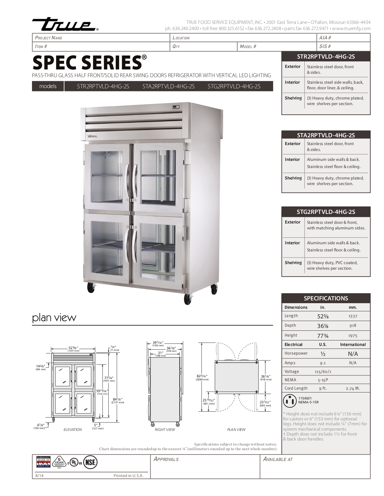 True STA2RPTVLD-4HG-2S User Manual