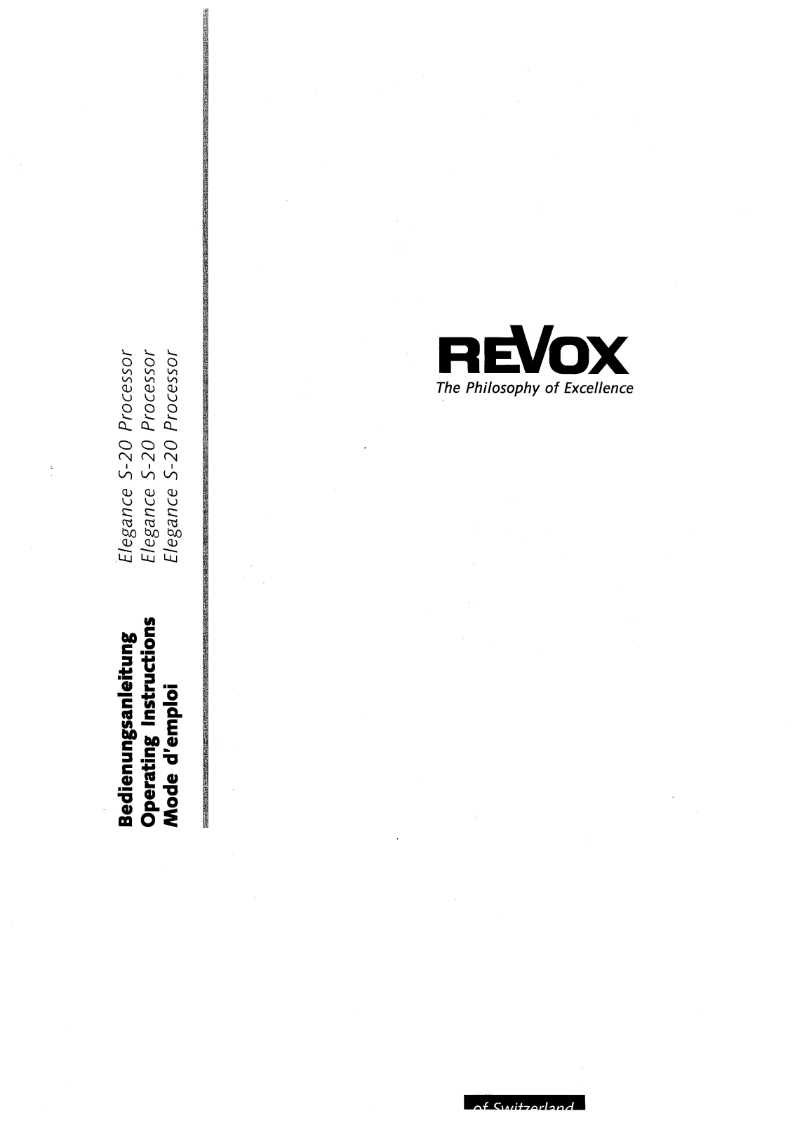 Revox S-20 Owners manual