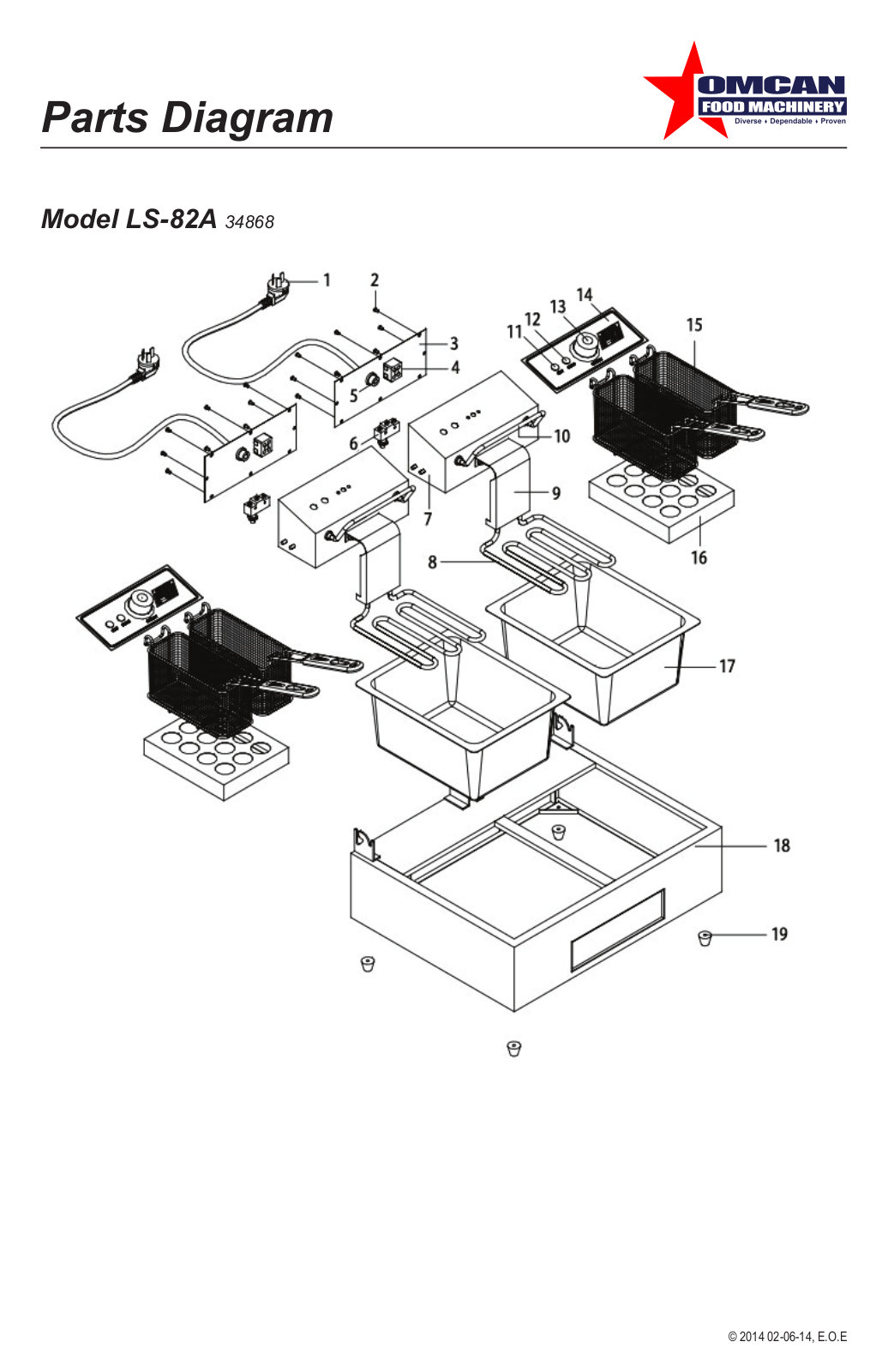 Omcan Food Machinery LS-82A Parts List