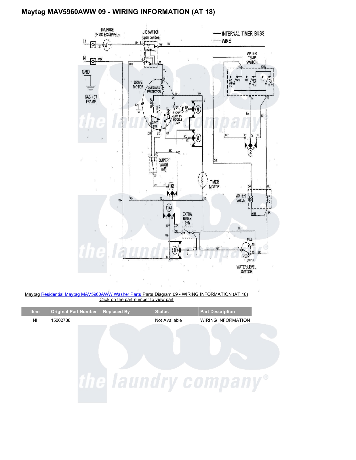 Maytag MAV5960AWW Parts Diagram