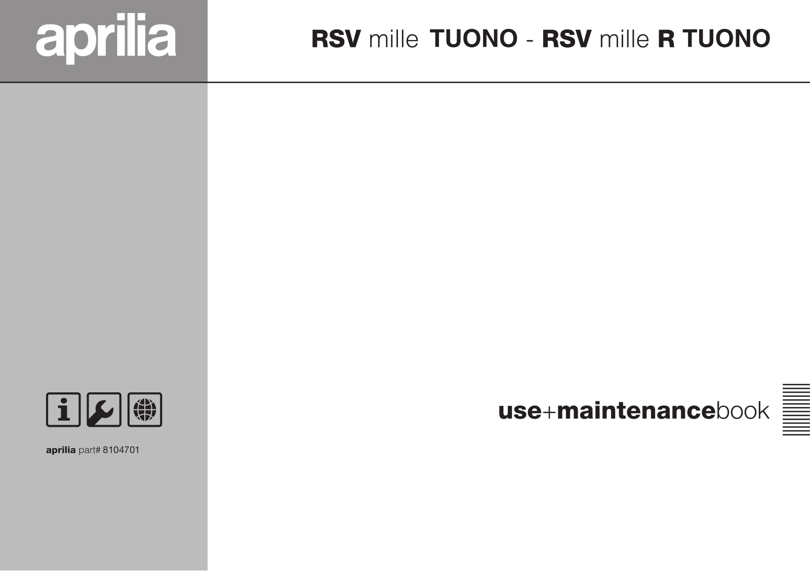 Aprilia RSV MILLE TUONO, RSV MILLE R TUONO User Manual