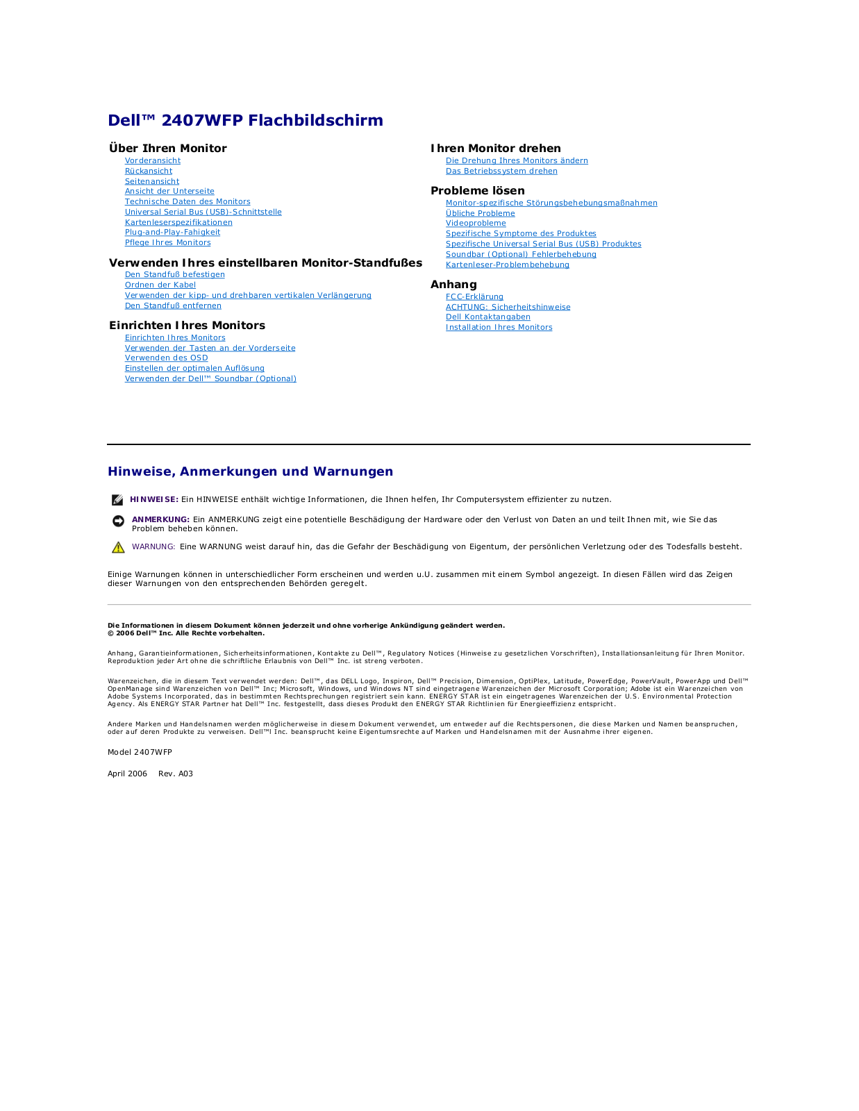 Dell 2407WFP User Manual