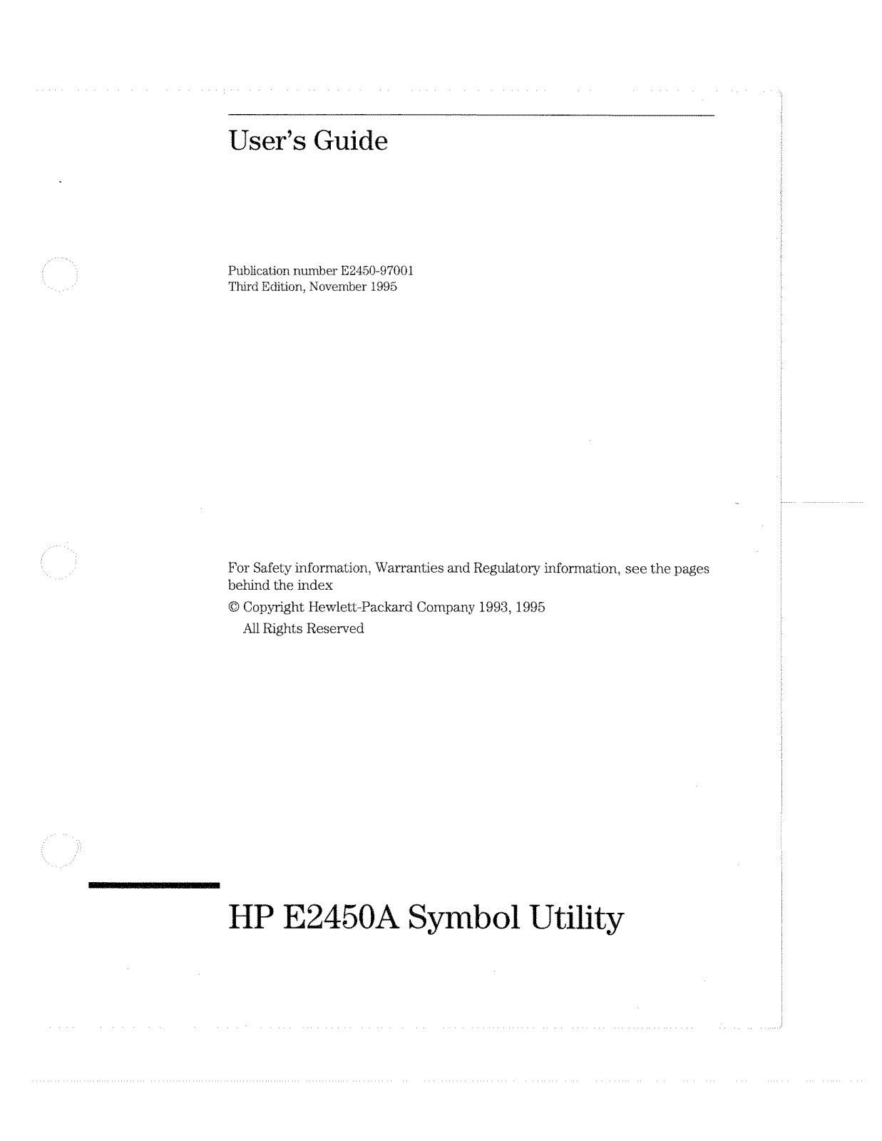 HP (Hewlett-Packard) E2450A User Manual