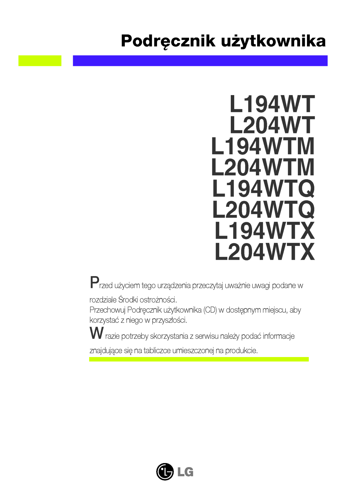 Lg L194WT-SF User Manual