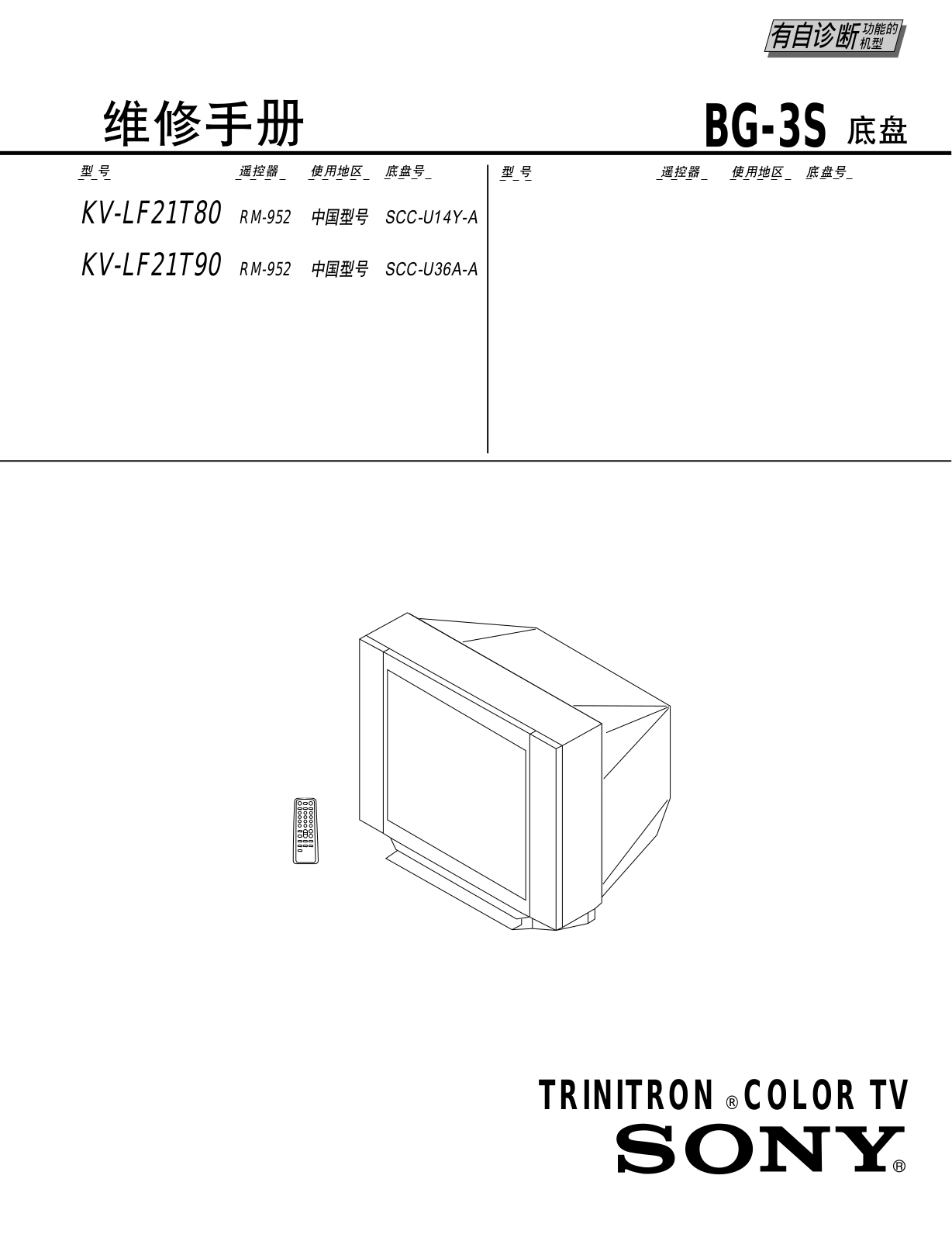 Sony KV-LF21T80, KV-LF21T90 Service manual