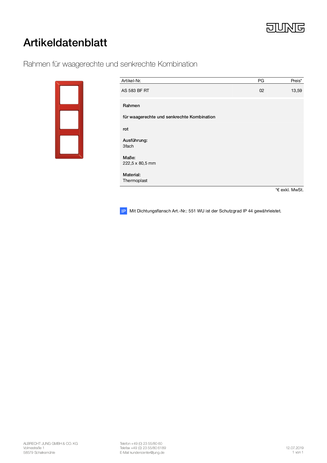 Jung AS 583 BF RT User Manual