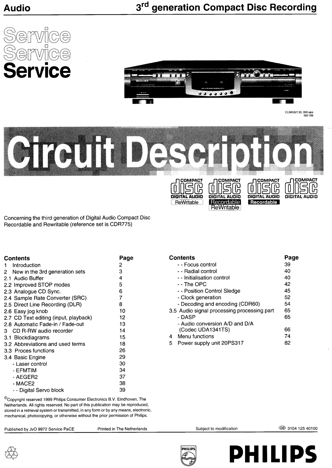 Philips CD-RW 3rd gen Service Manual