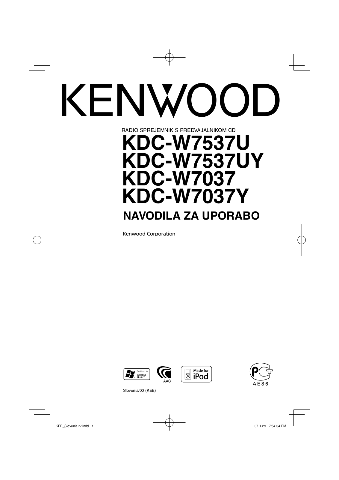 Kenwood KDC-W7537U, KDC-W7037Y, KDC-W7037, KDC-W7537UY User Manual