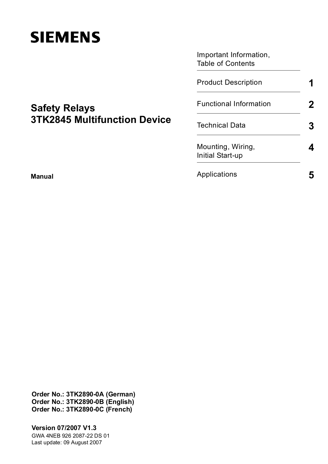 Siemens 3TK2845 User Manual