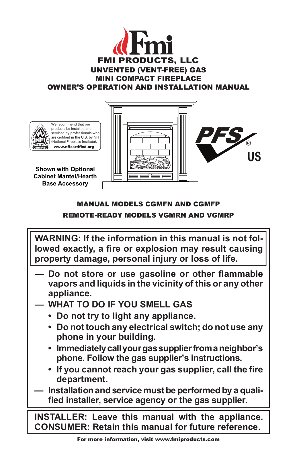 FMI CGMFN, CGMFP User Manual