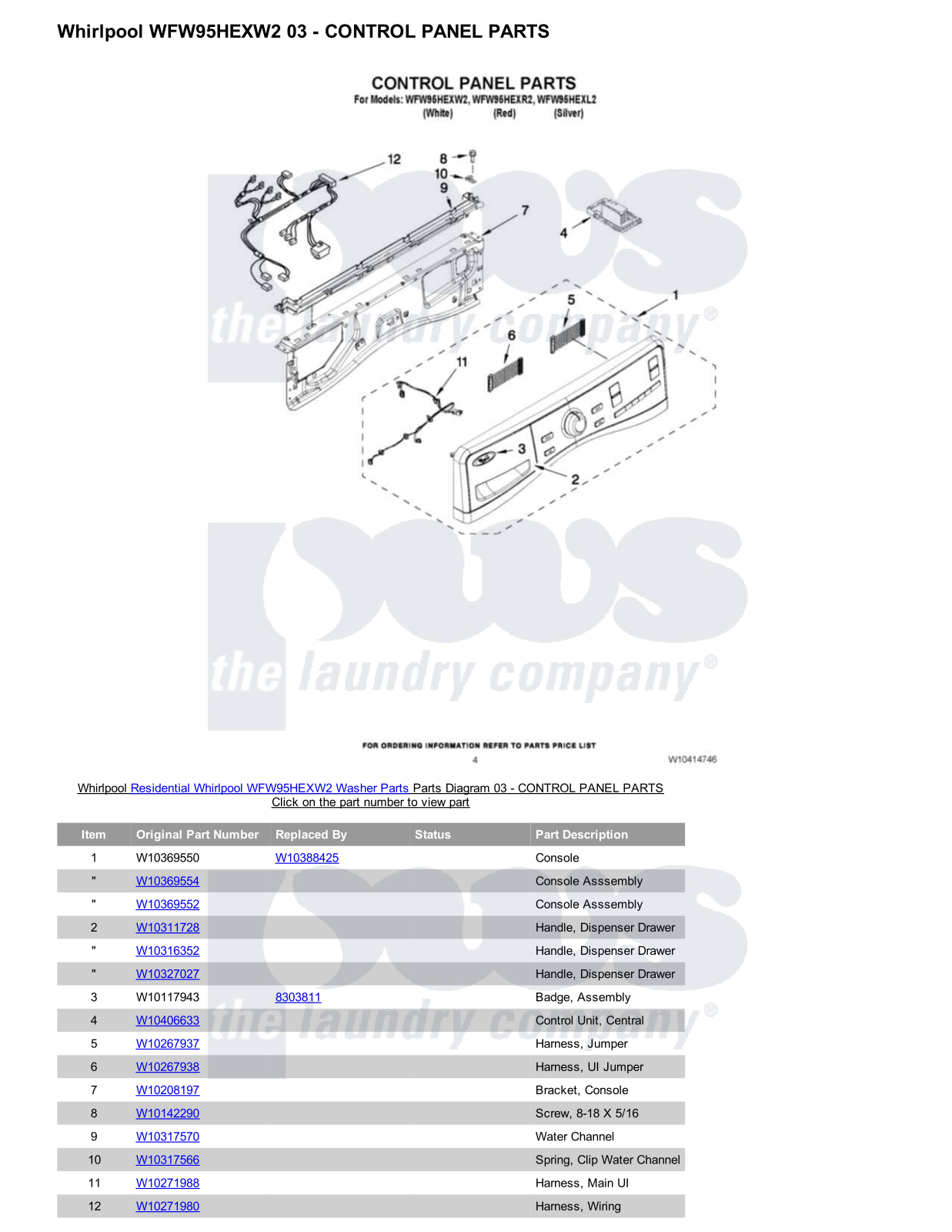 Whirlpool WFW95HEXW2 Parts Diagram