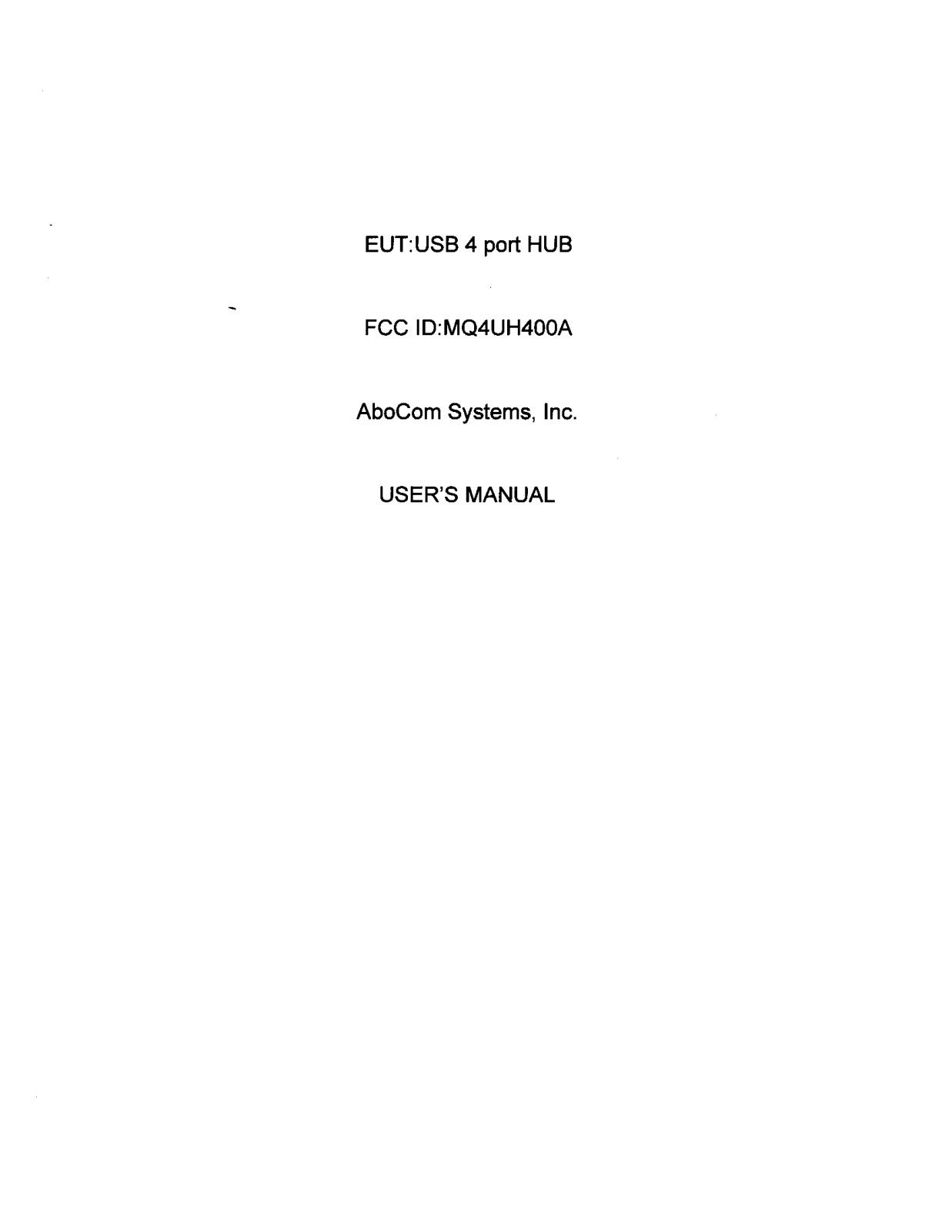 Abocom Systems UH400A User Manual