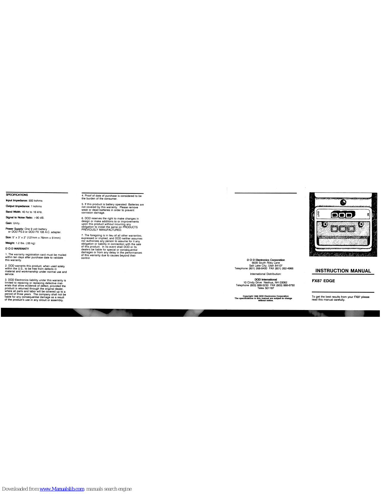 DOD FX87 Edge Instruction Manual - ManualMachine.com