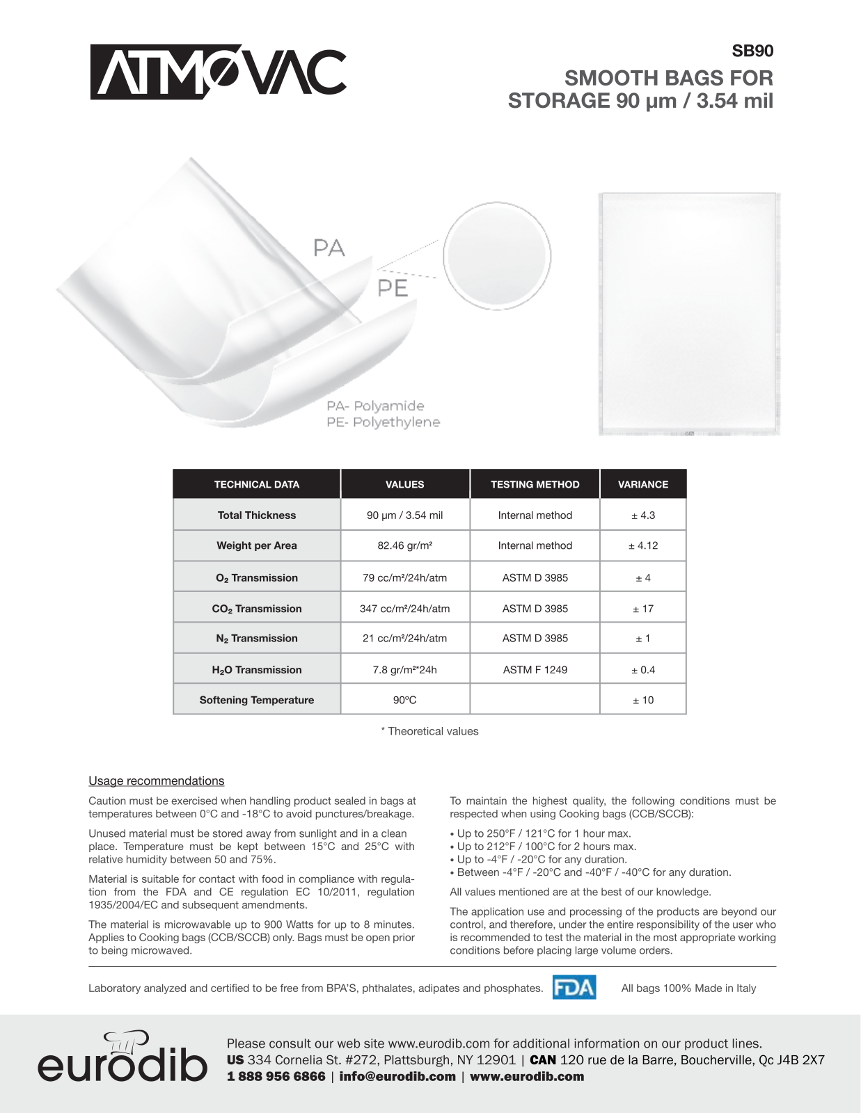 Atmovac SB905 Specifications