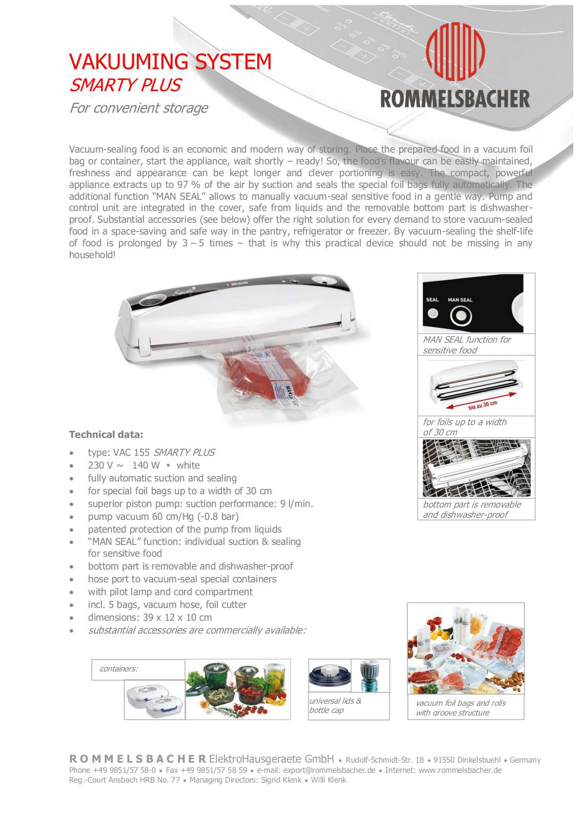 Rommelsbacher VAC 155 User Manual