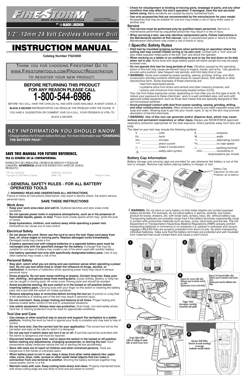 Black & Decker FS2400D-2 TYPE1 Owner’s Manual