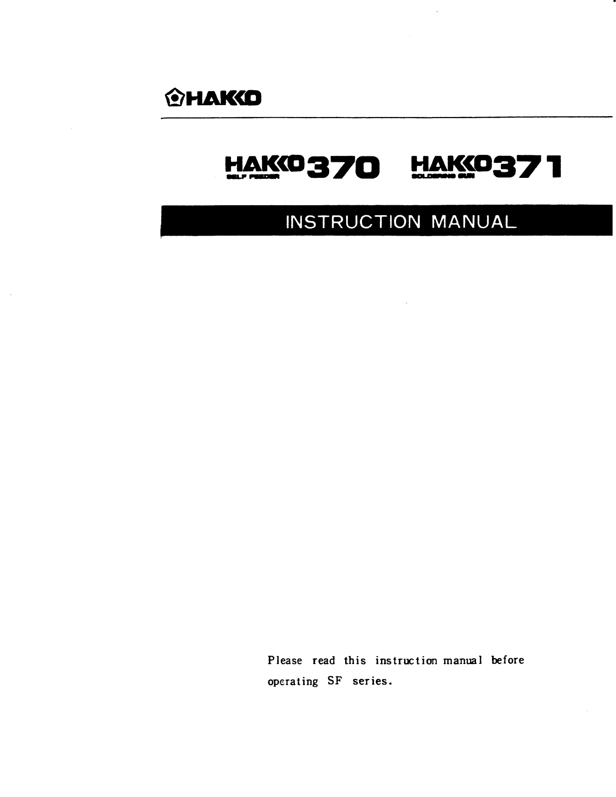 Hakko 371, 370 User Manual