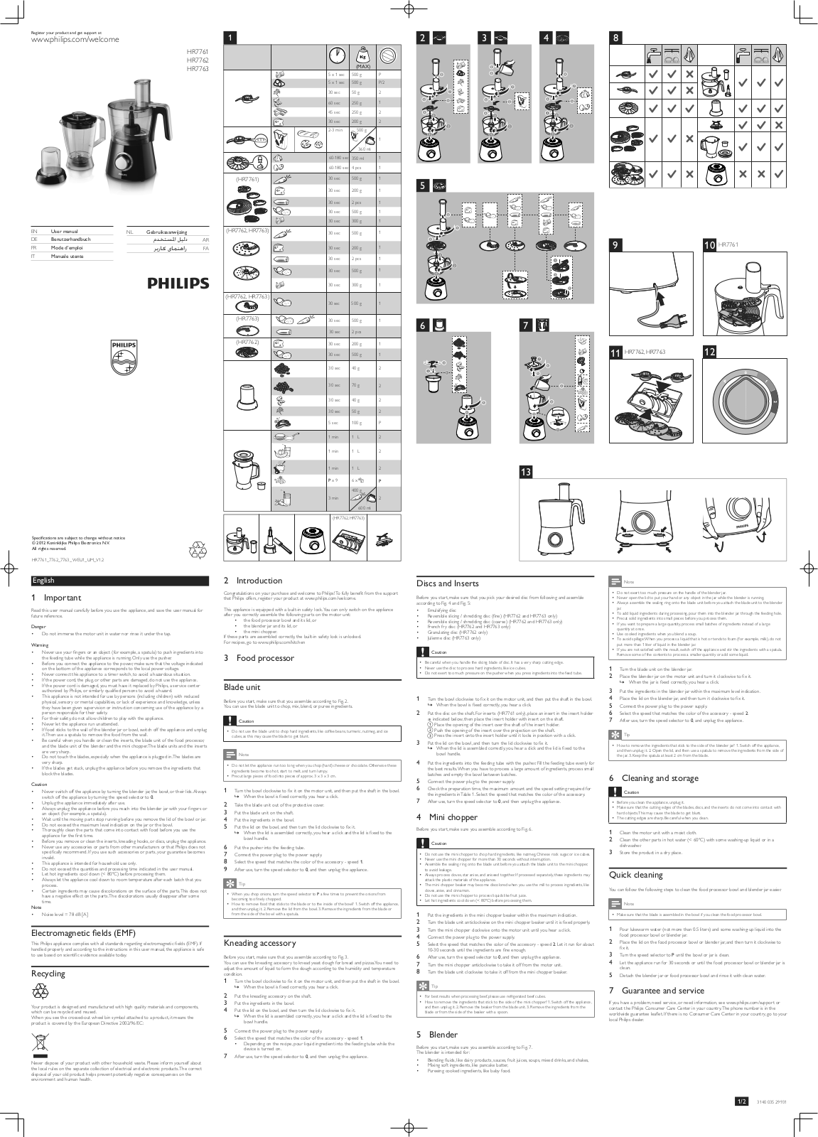 PHILIPS HR776100 User Manual