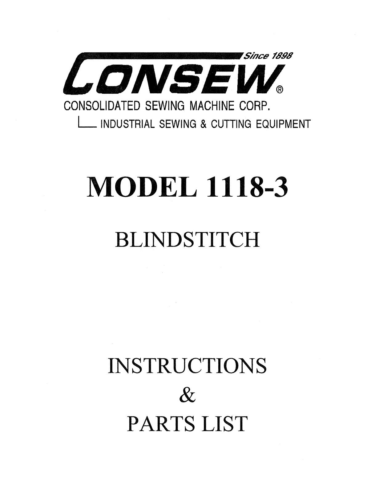 CONSEW 1118-3 Instruction Manual