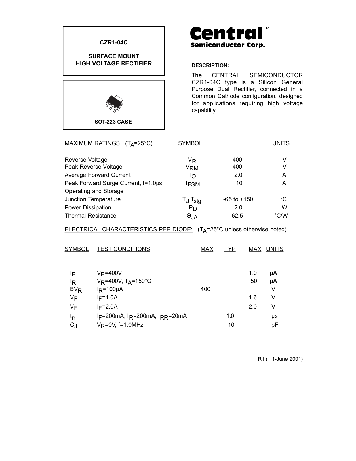 Datasheet CZR1-04C Datasheet (CENTR) - ManualMachine.com