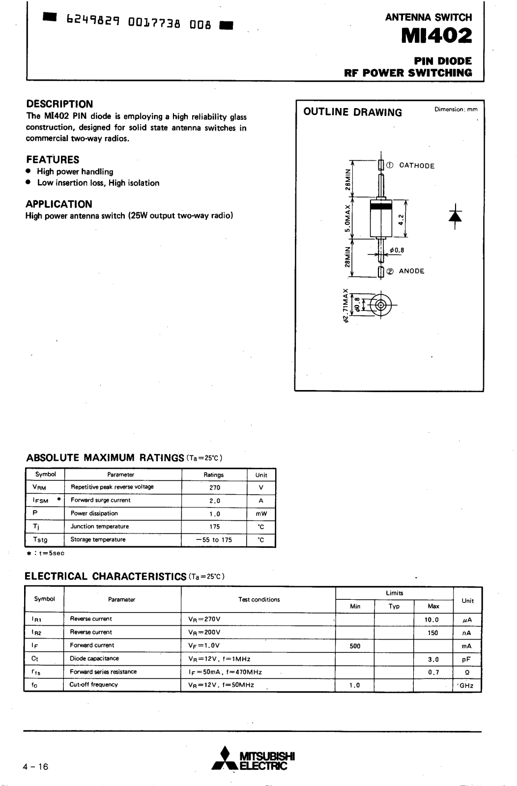 Datasheets MI402 Datasheet - ManualMachine.com