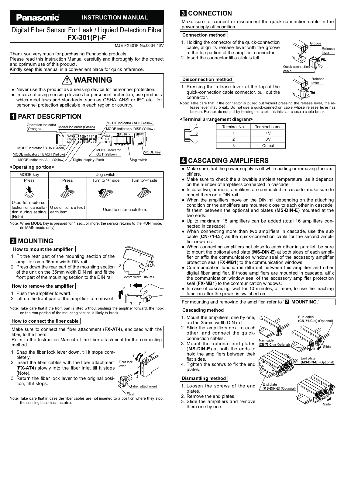 Panasonic FX-301-F, FX-301P-F Instruction Manual