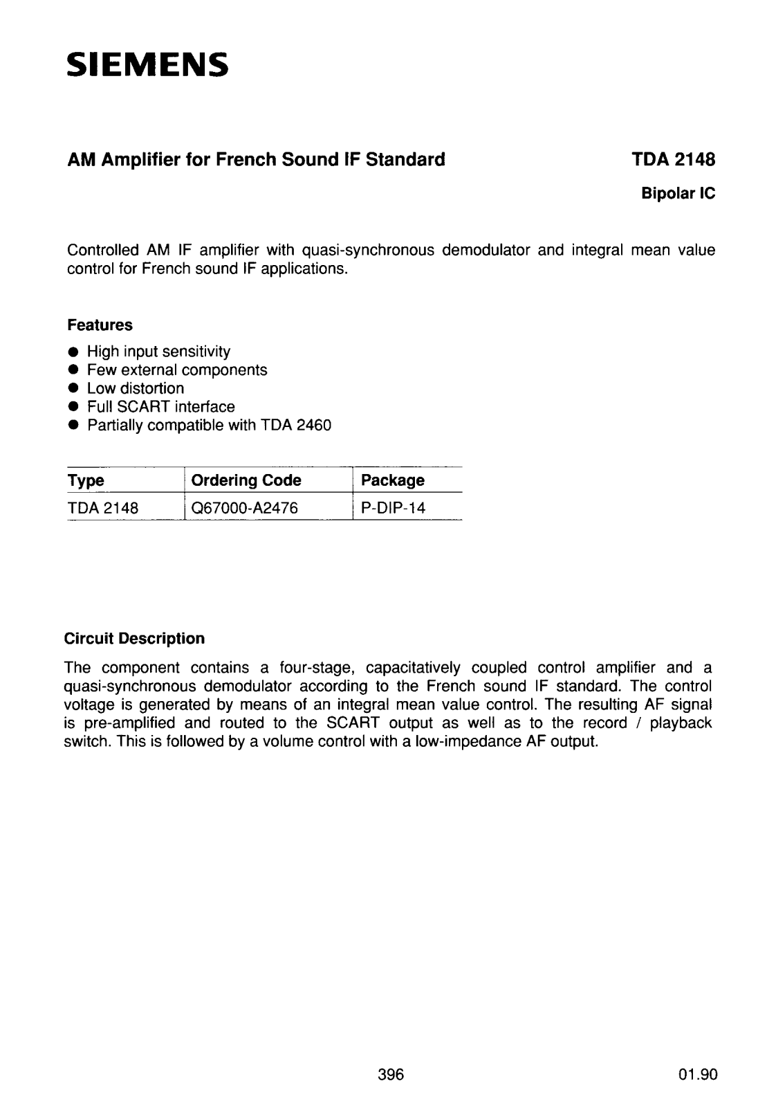 Siemens TDA 2148 User Manual