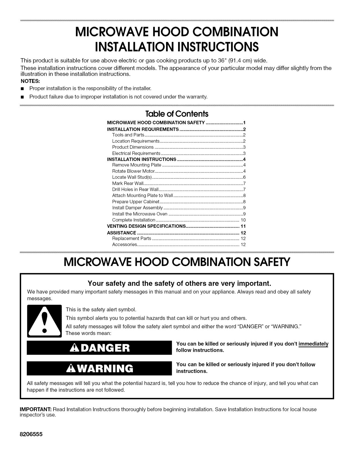 Whirlpool MH2175XST0, MH2175XSS0, MH2175XSQ0, MH2175XSB0, MH1170XST0 Installation Guide - ManualMachine.com