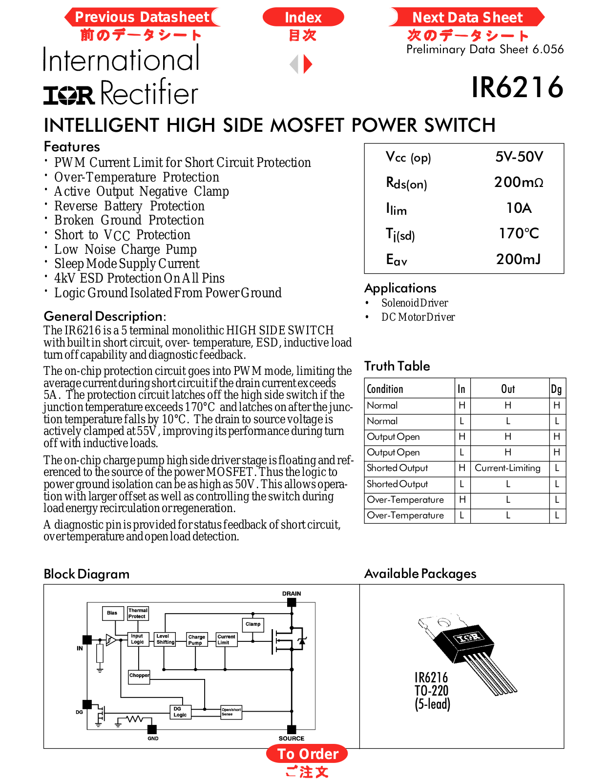 International Rectifier IR6216 Datasheet