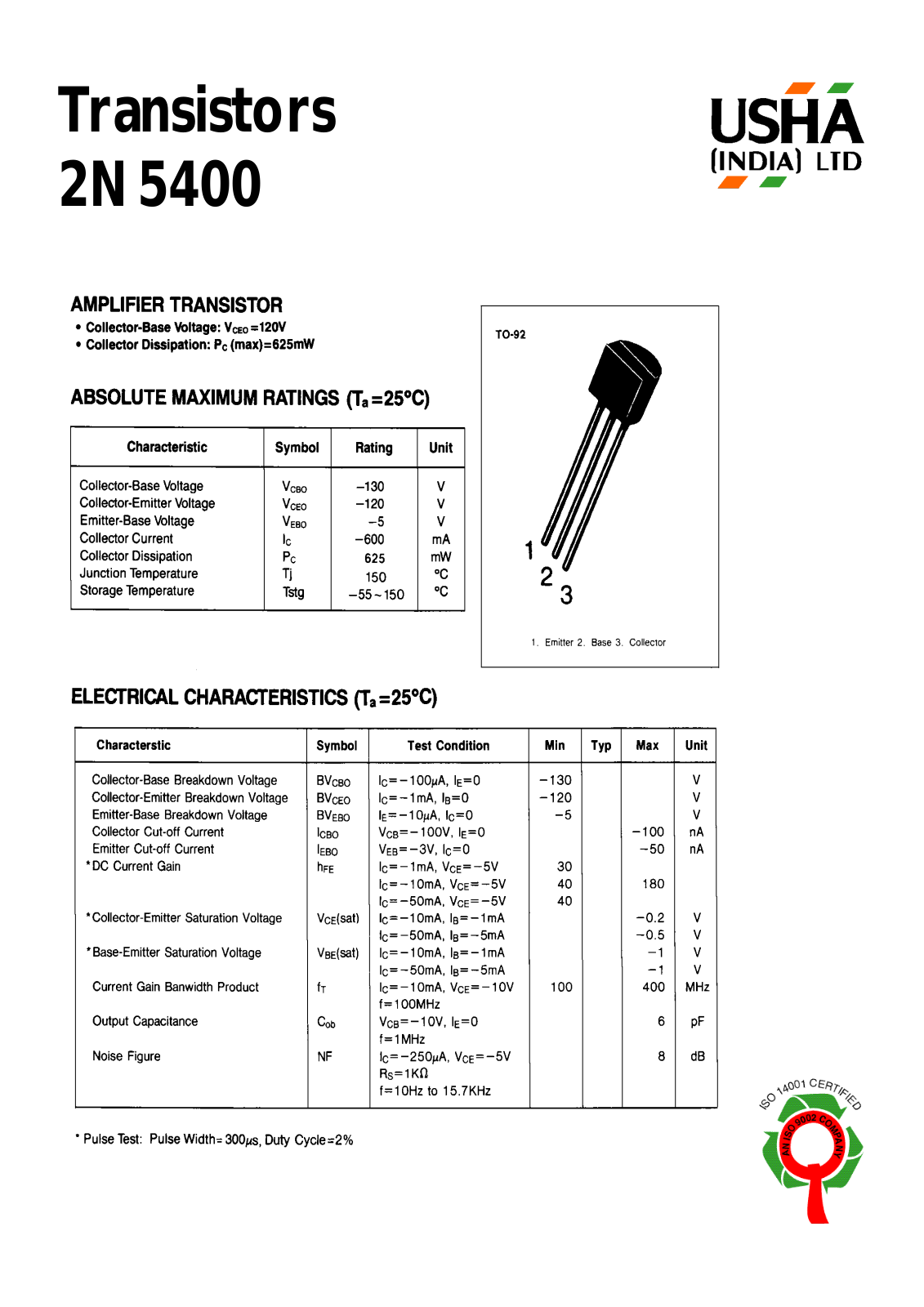 USHA 2N5400 Datasheet