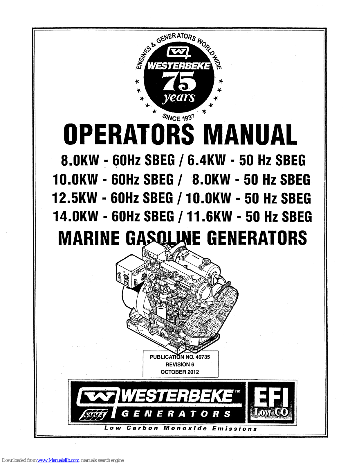 Westerbeke 8.0KW SBEG, 11.6KW SBEG, 12.5KW SBEG, 14.0KW SBEG, 6.4KW SBEG Operator's Manual - ManualMachine.com