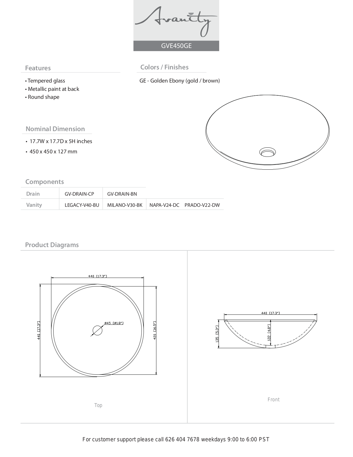 Avanity GVE450GE Specifications