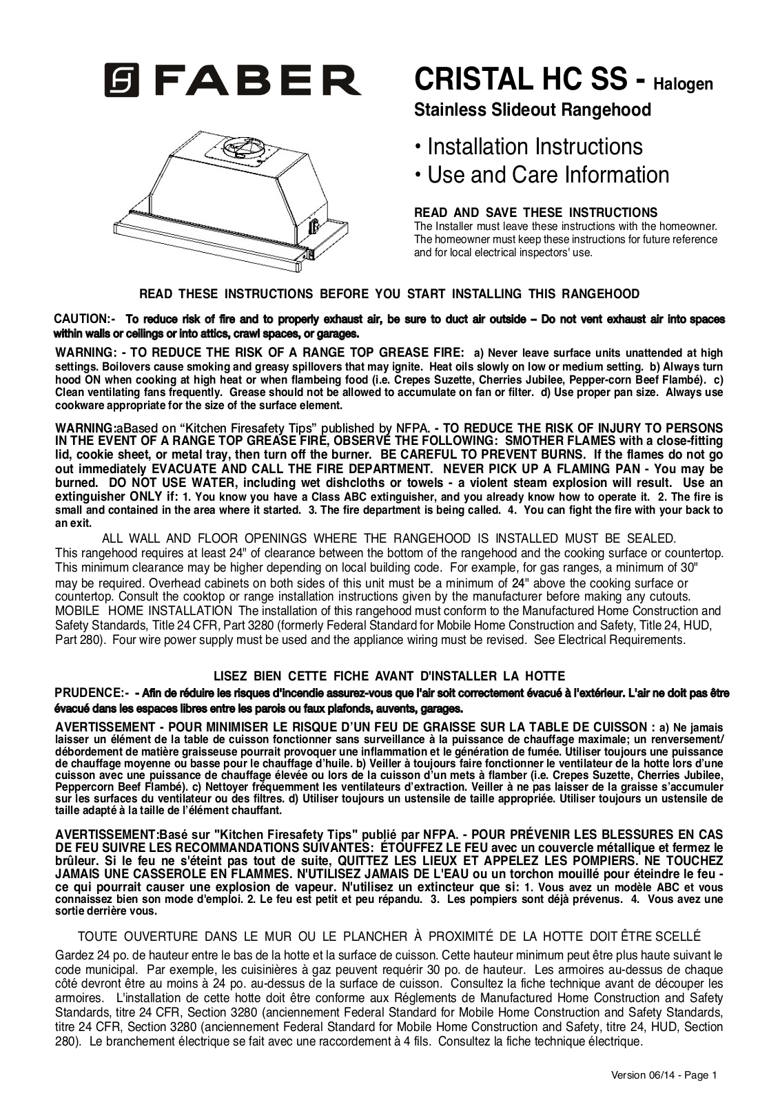 Faber CRIS36SS600 Instruction Manual