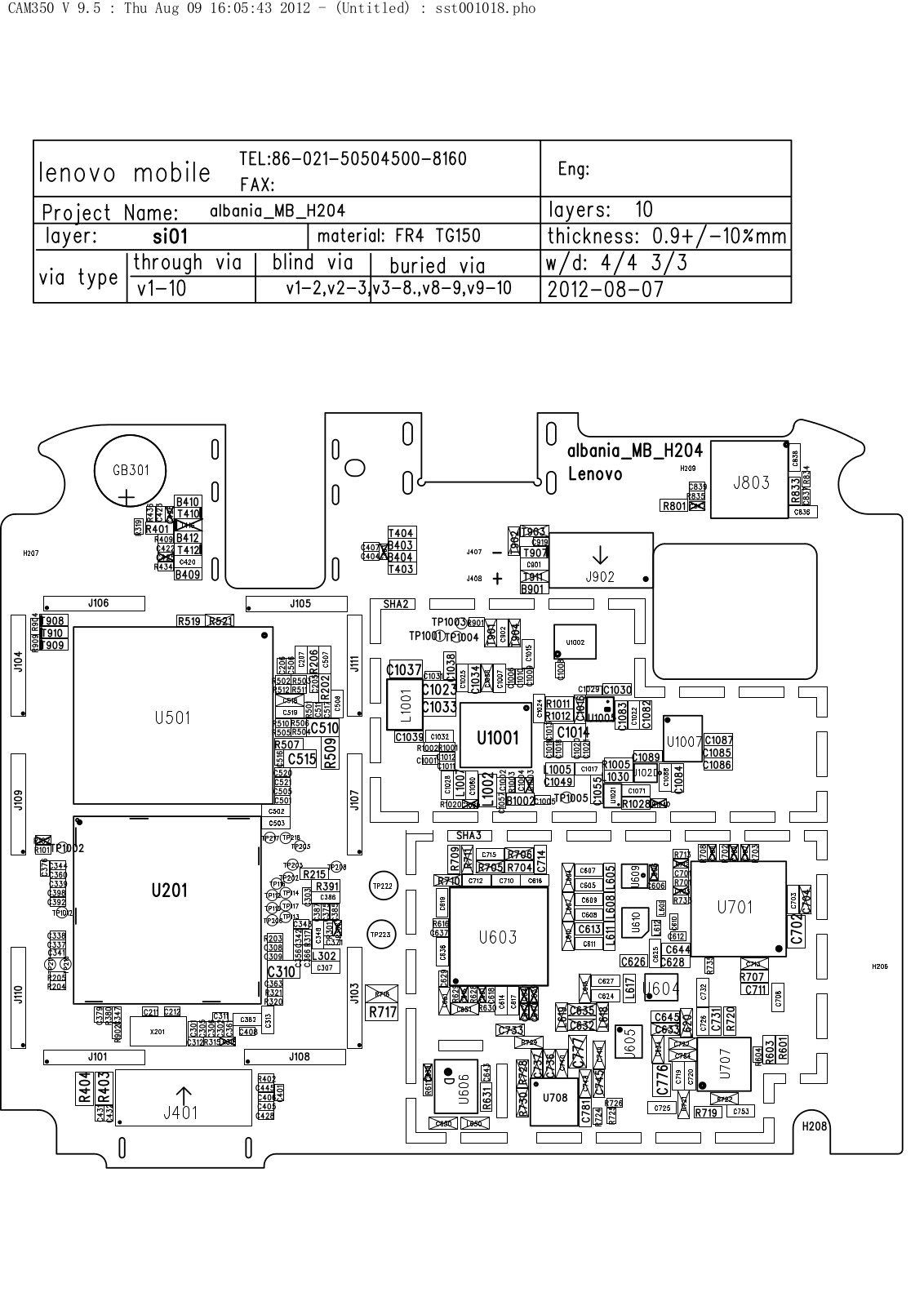 Lenovo A800 schematic diagram and service manual