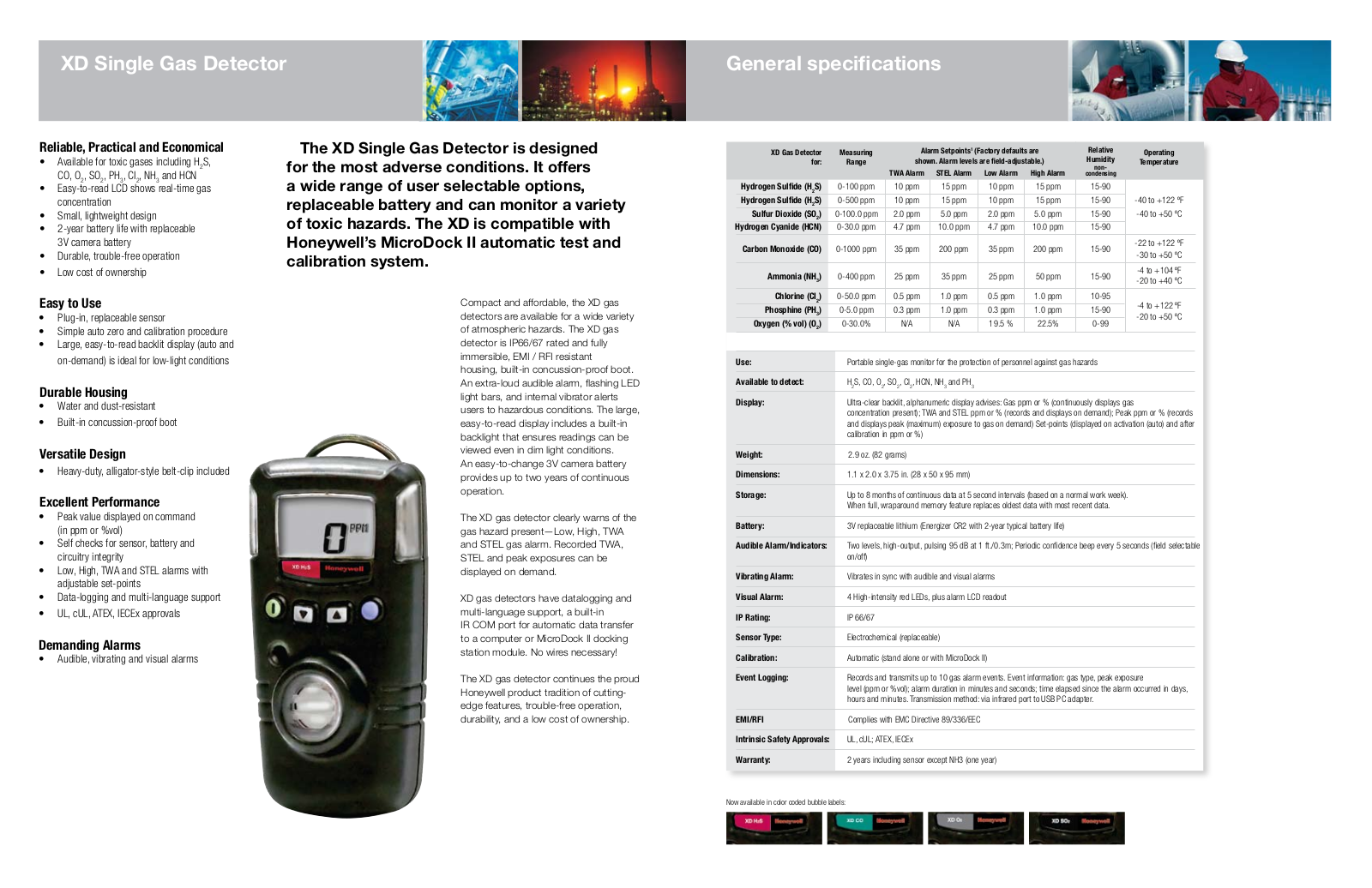 Honeywell XD Specifications